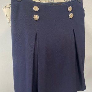 Navy wool pleated skirt